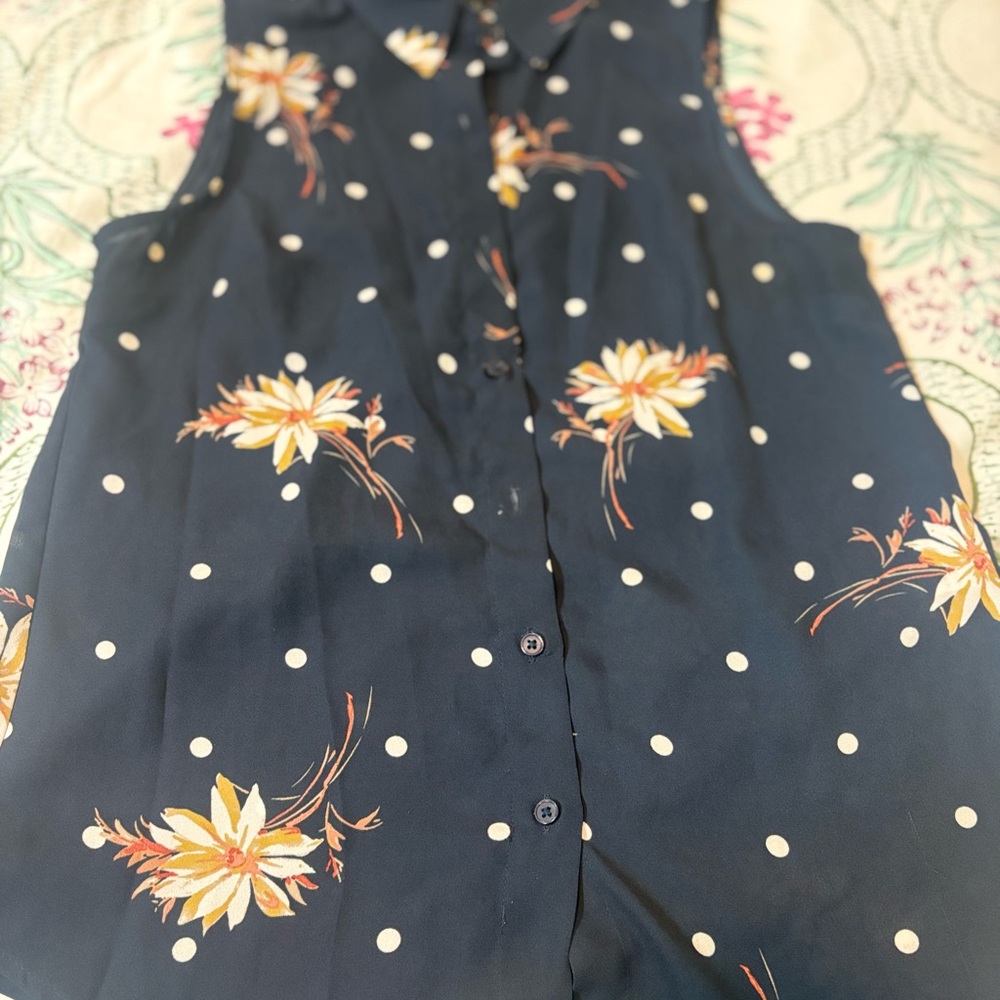 Banana Republic Navy Floral Blouse